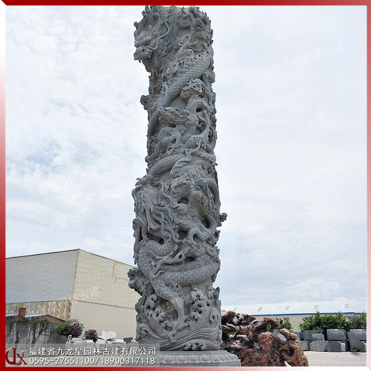 廣場石雕龍柱圖片