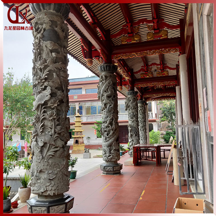 石雕花鳥柱圖片